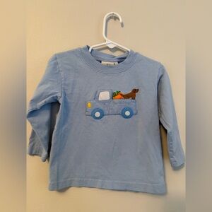 Luigi Blue Long Sleeve Kids Shirt with Truck and Dog Design